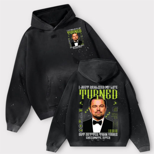 Vintage Wash Frayed Fleece Hoodie